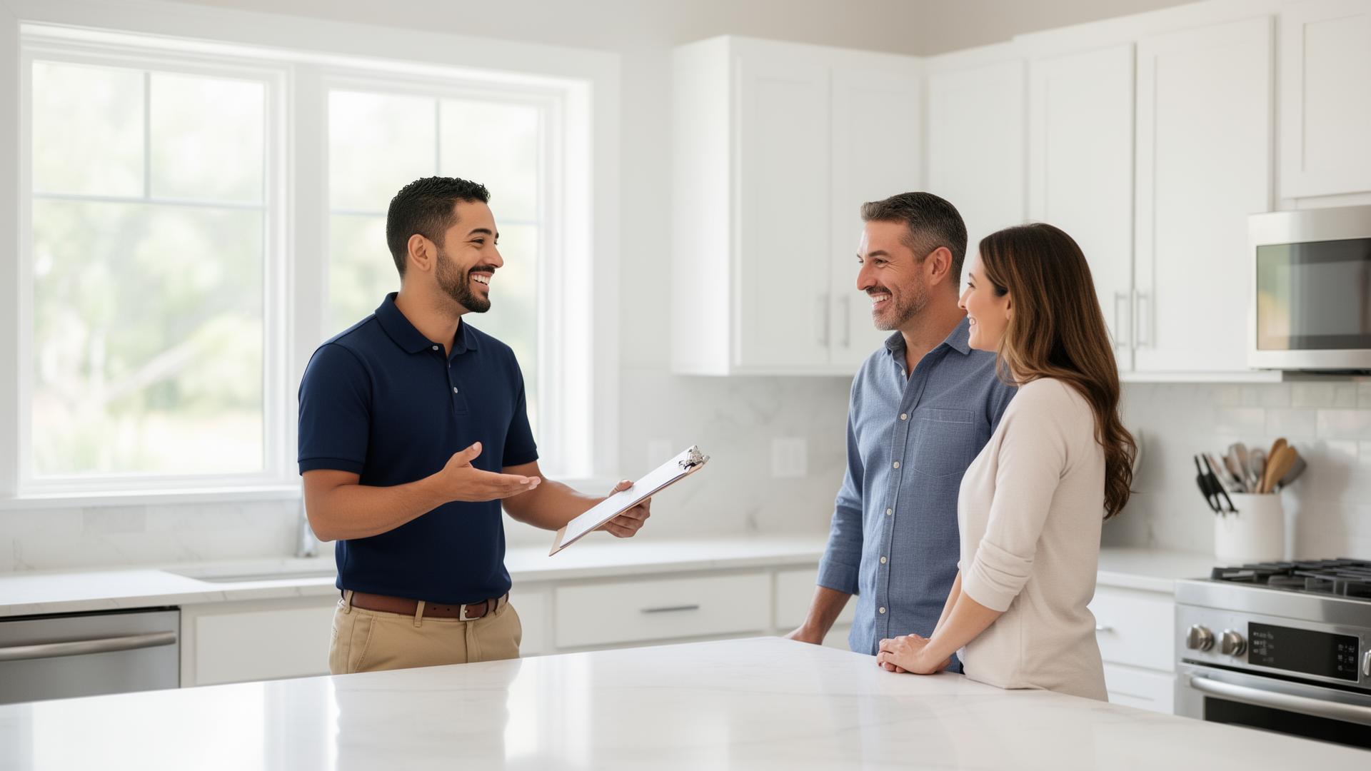 Home services consultation in a modern kitchen